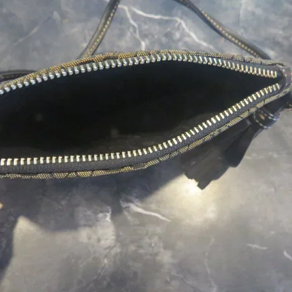 Coach Black Signature Canvas & Leather Wristlet with Tassel – Gently Used (B1) - Picture 3 of 4